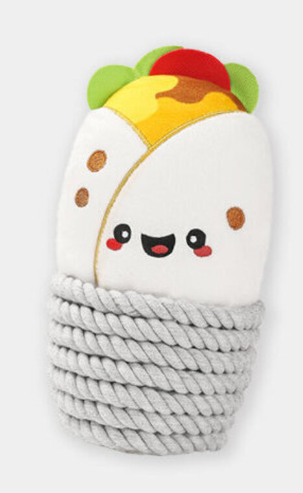 Jouet en Peluche et Corde Burrito pour Chien - Le Fast-Food Ludique pour des Moments de Jeu Inoubliables